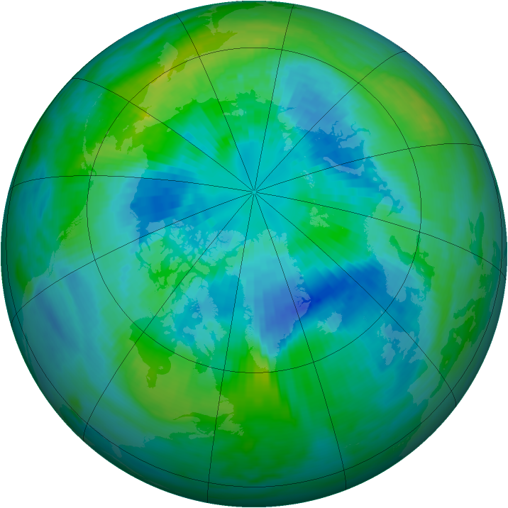 Arctic ozone map for 29 September 1989